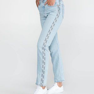 NWT Levi's 501 Cropped Jeans Side Taping Light Blue 31
